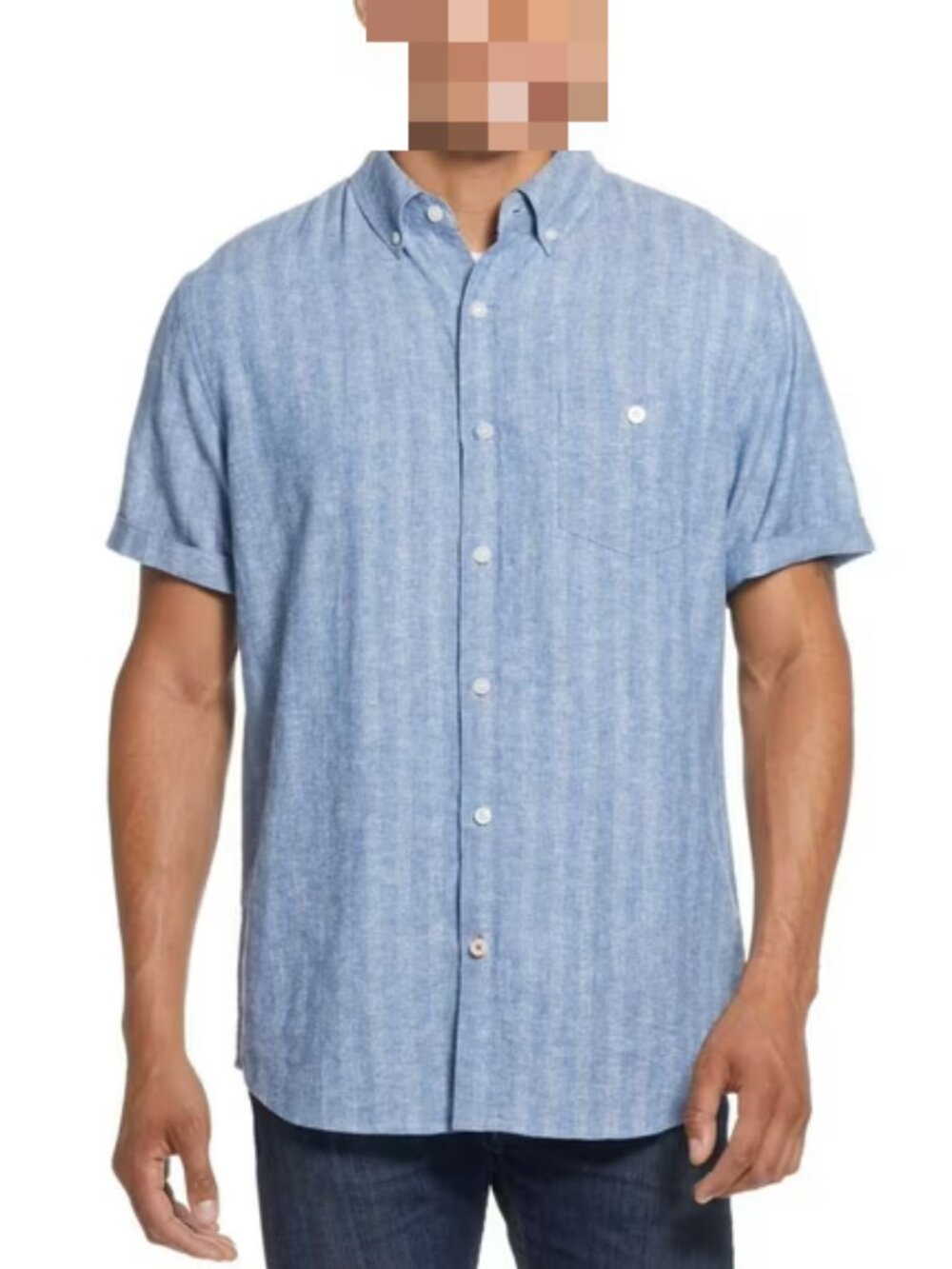 New Mens Weatheproof Vintage Size XXL Striped Blue/White Short Sleeve Shirt